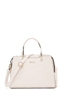 Women's Beige Long Strap Crocodile Pattern Handbag | Derimod