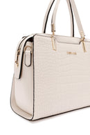 Women's Beige Long Strap Crocodile Pattern Handbag | Derimod