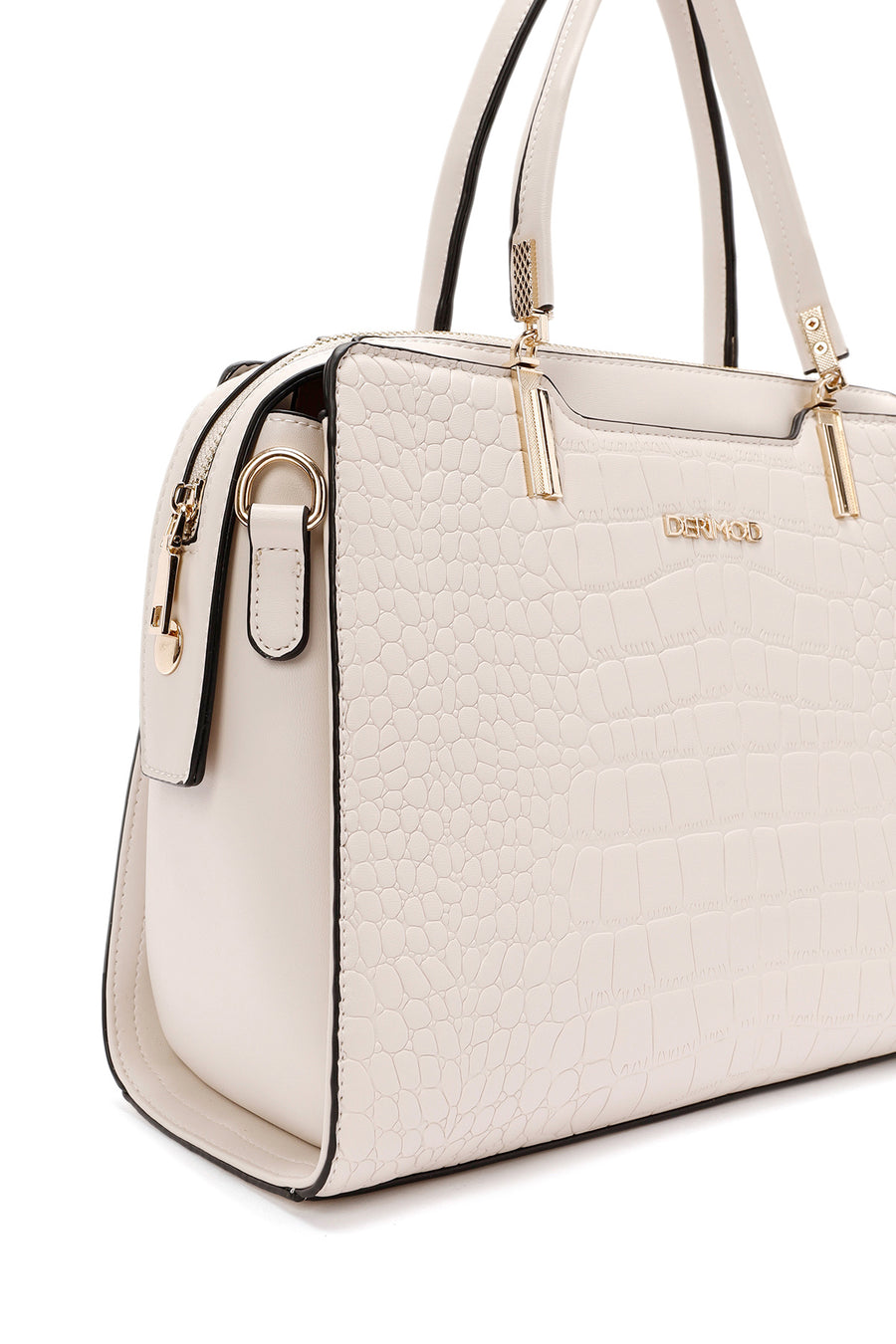 Women's Beige Long Strap Crocodile Pattern Handbag