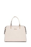 Women's Beige Long Strap Crocodile Pattern Handbag | Derimod