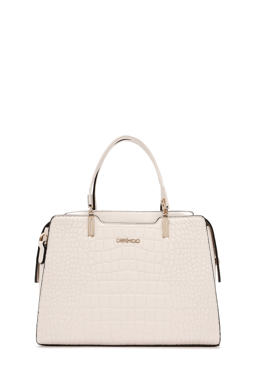Women's Beige Long Strap Crocodile Pattern Handbag