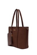 Woman Brown Long-Strap Patterned Wicker Shoulder Bag | Derimod