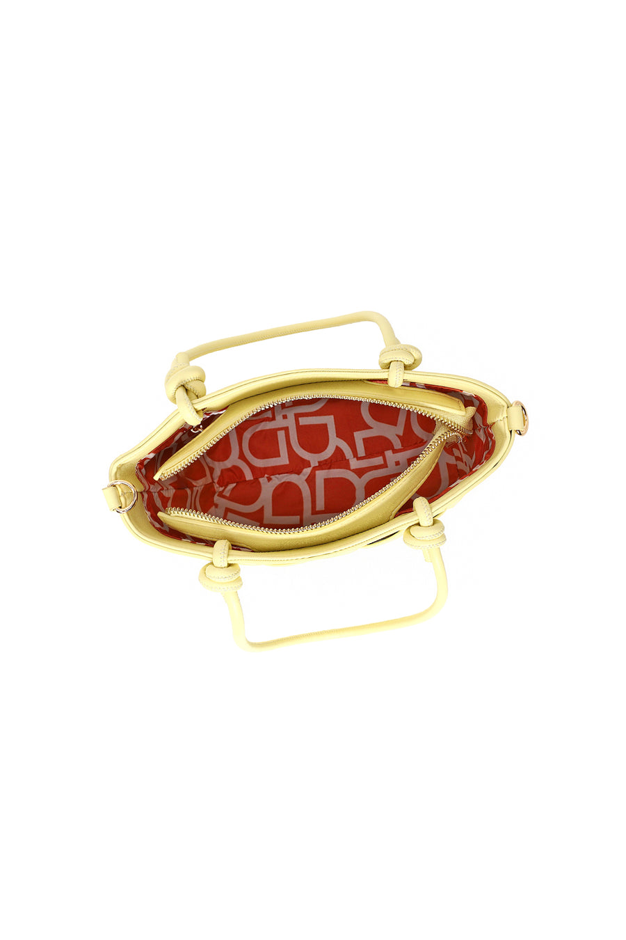 Woman Yellow Long-Strap Knit Mini Shoulder Bag