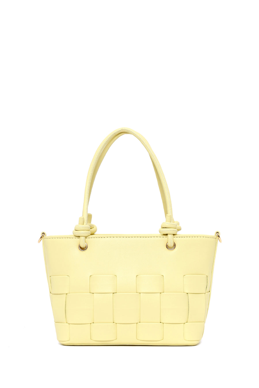 Woman Yellow Long-Strap Knit Mini Shoulder Bag