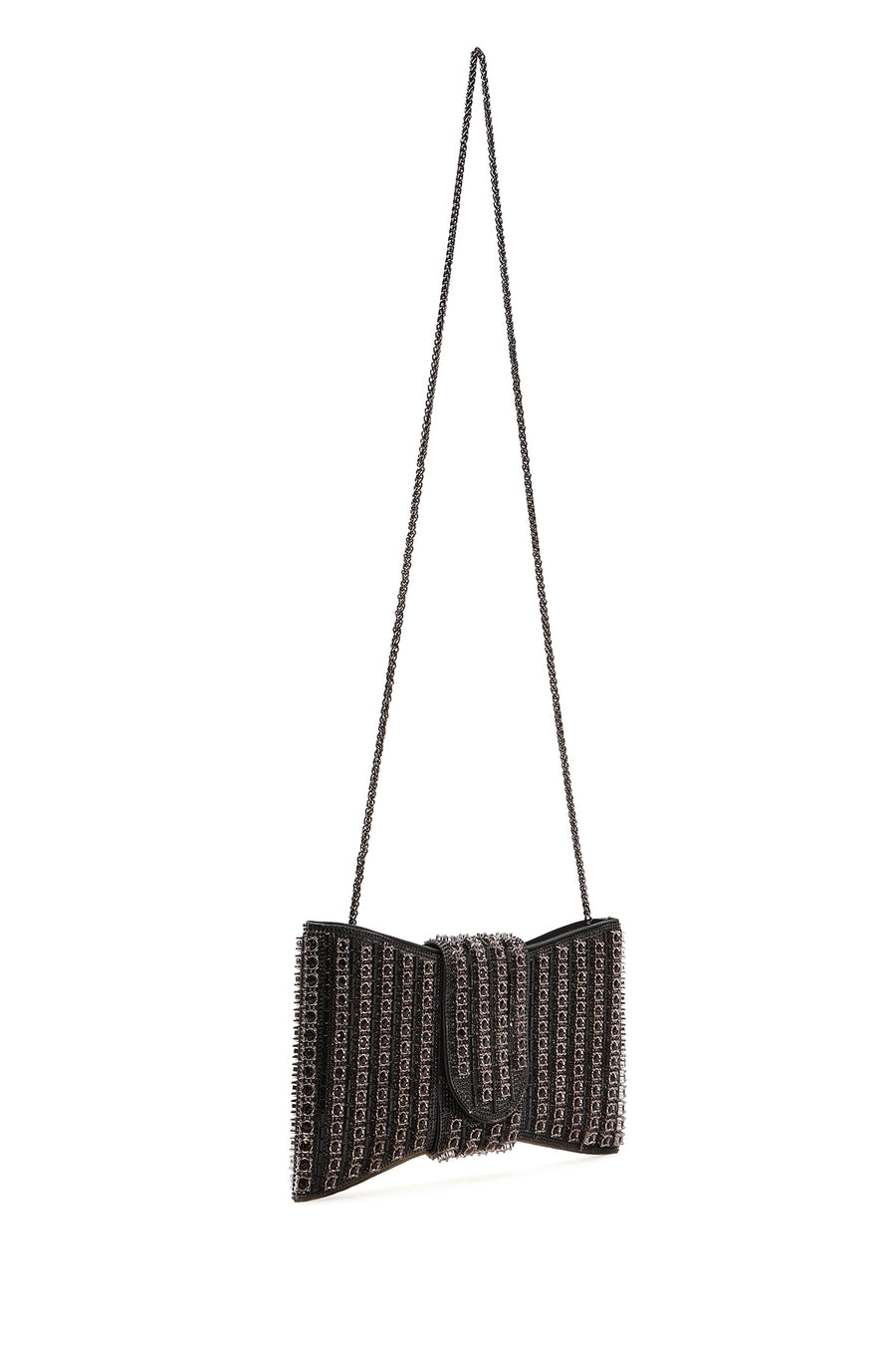 Women's Black Long Strap Embellished Mini Box Dress Bag