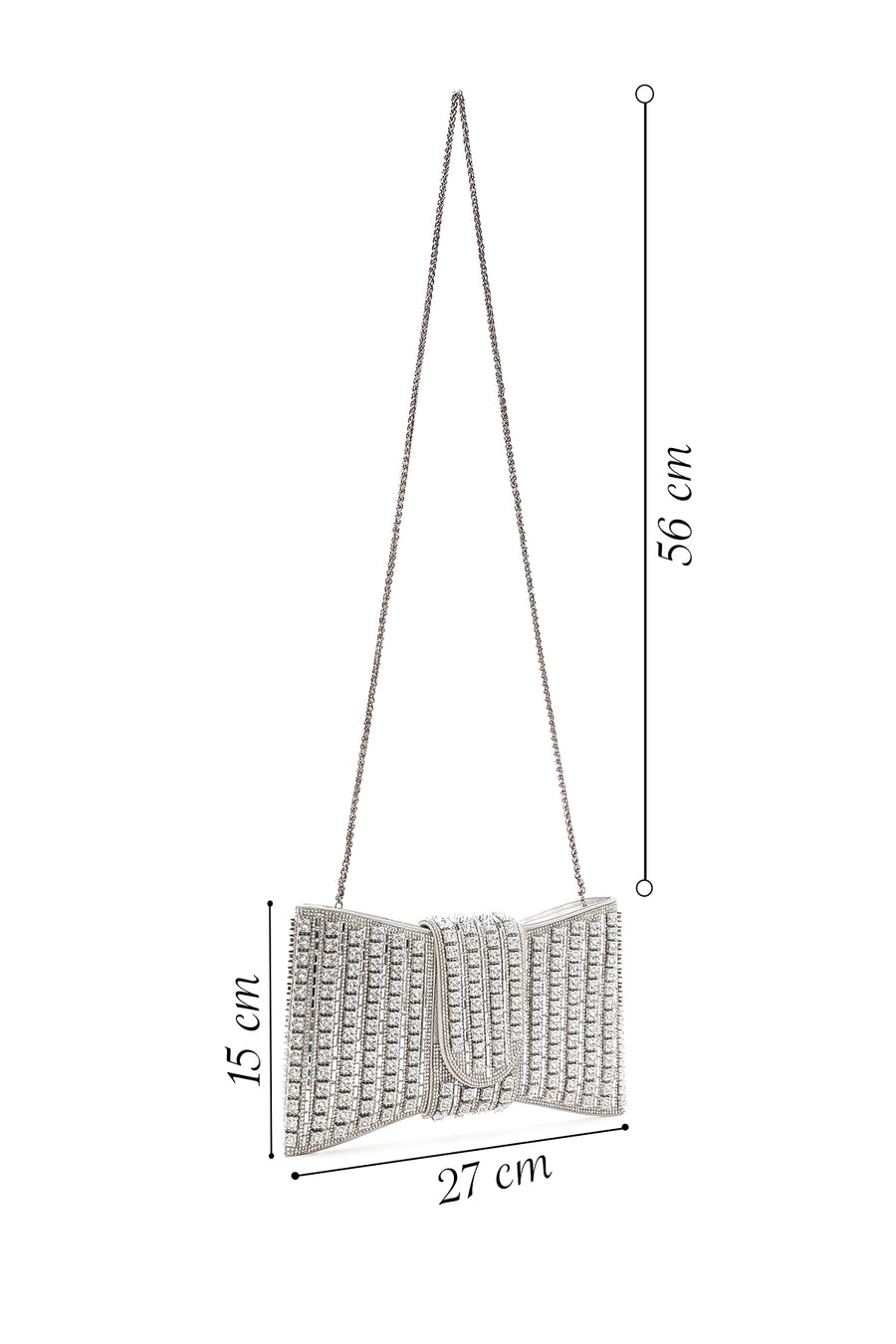Women's Silver Long Strap Embellished Mini Box Dress Bag