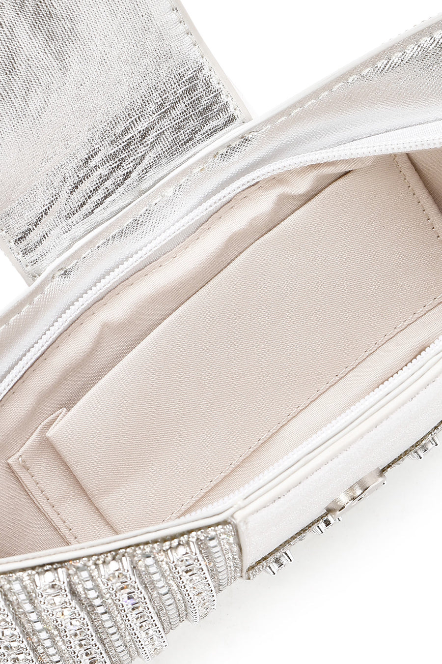 Women's Silver Long Strap Embellished Mini Box Dress Bag