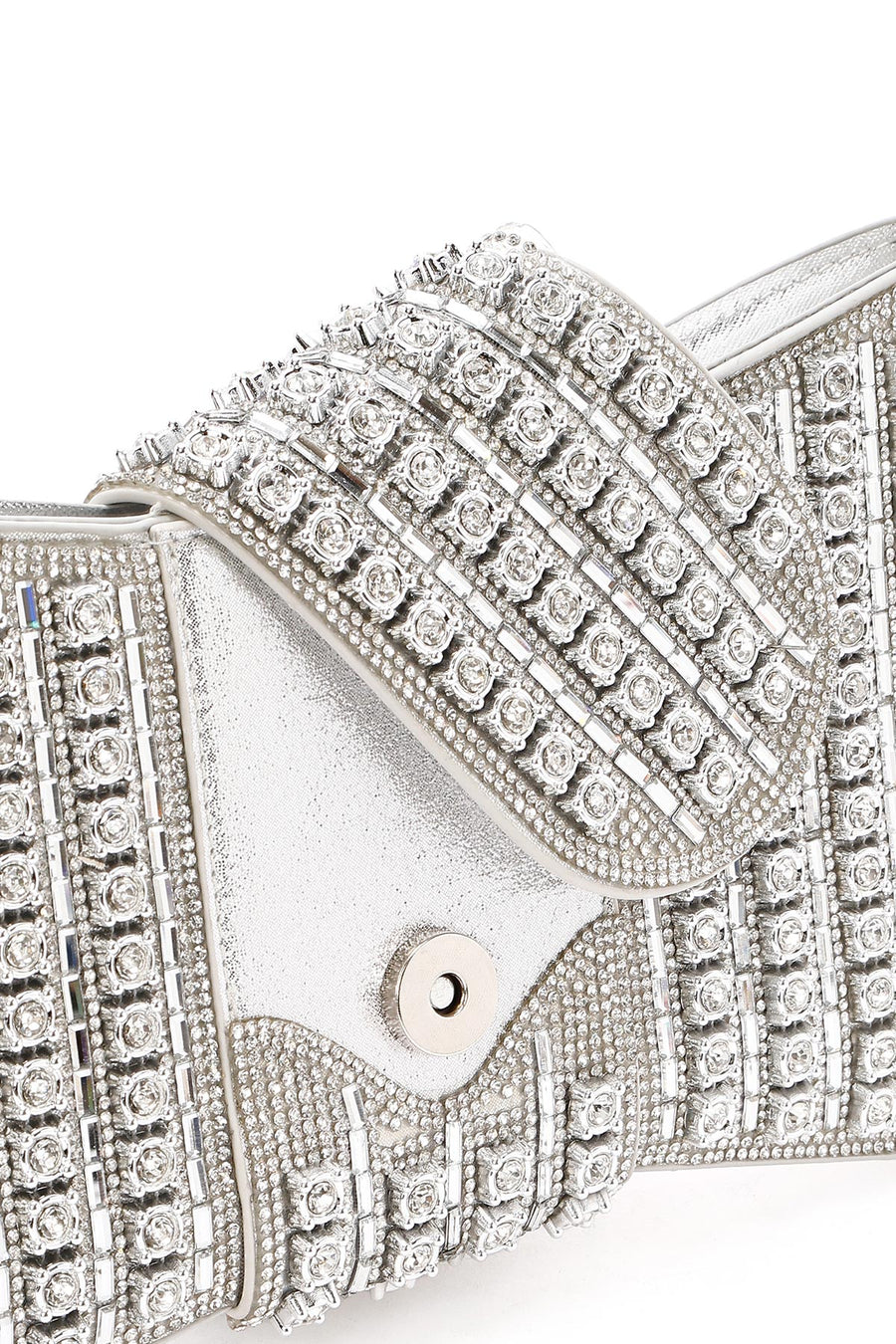 Women's Silver Long Strap Embellished Mini Box Dress Bag