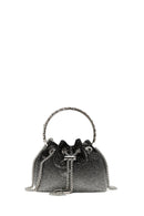 Women's Black Long Chain Strap Embellished Mini Evening Bag | Derimod