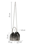 Women's Black Long Chain Strap Embellished Mini Evening Bag | Derimod