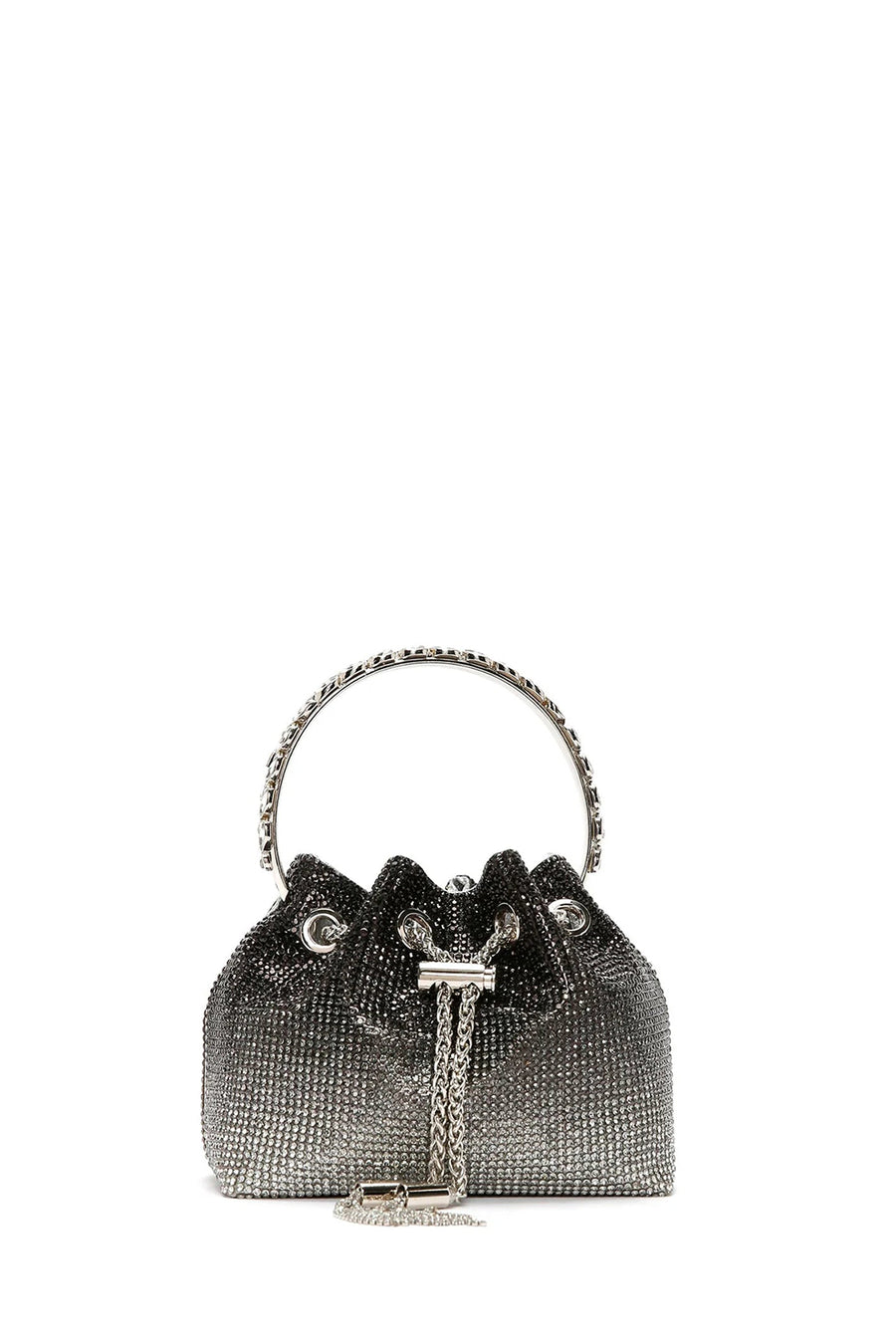 Women's Black Long Chain Strap Embellished Mini Evening Bag