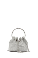 Women's Silver Long Chain Strap Embellished Mini Evening Bag | Derimod