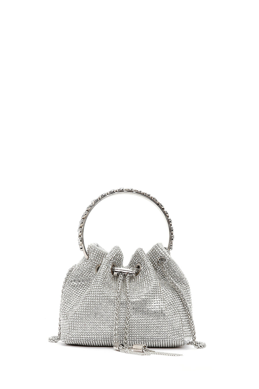 Women's Silver Long Chain Strap Embellished Mini Evening Bag 26SBD2956TS | Derimod