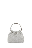 Women's Silver Long Chain Strap Embellished Mini Evening Bag | Derimod