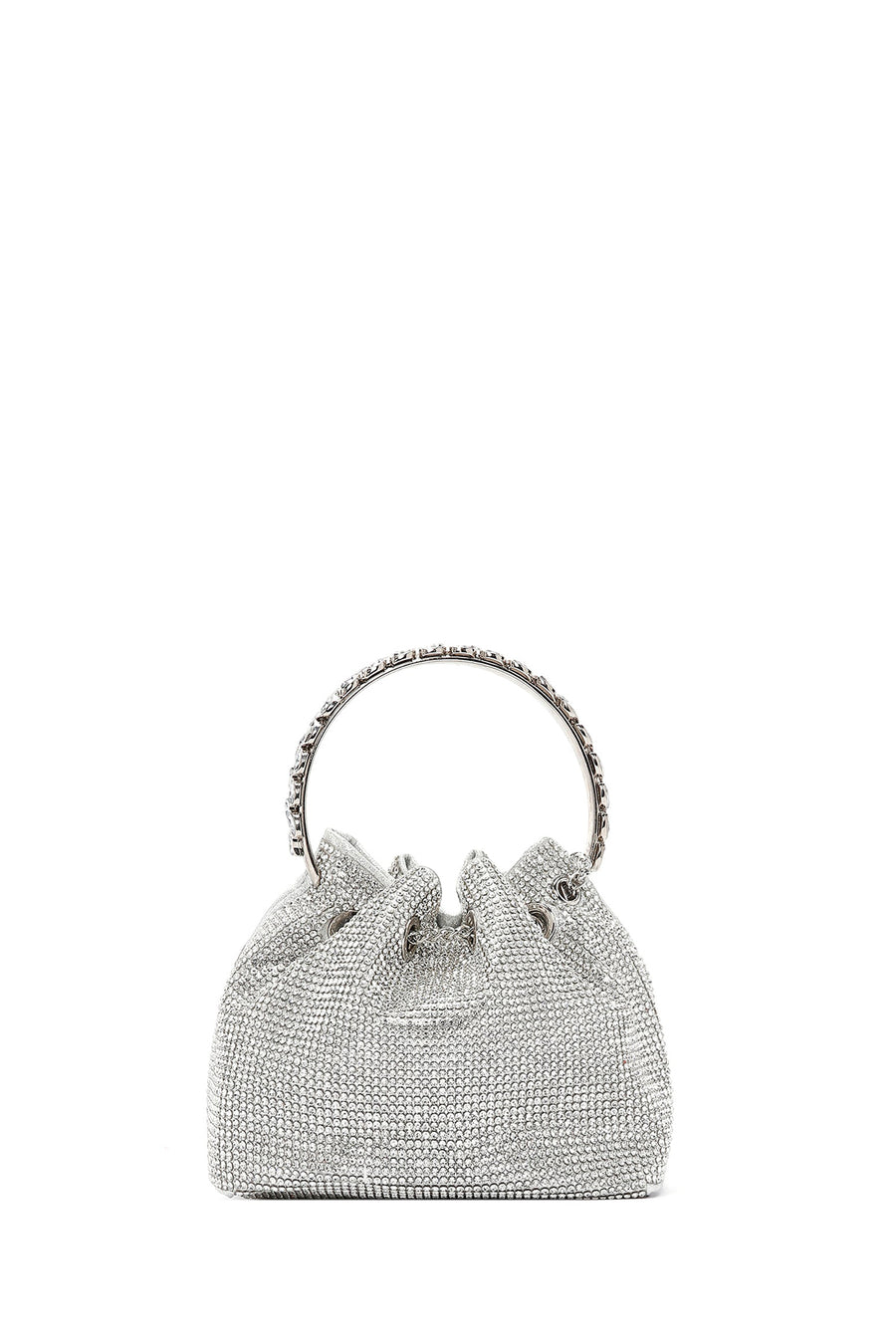 Women's Silver Long Chain Strap Embellished Mini Evening Bag