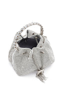 Women's Silver Long Chain Strap Embellished Mini Evening Bag | Derimod