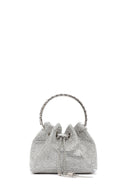 Women's Silver Long Chain Strap Embellished Mini Evening Bag | Derimod