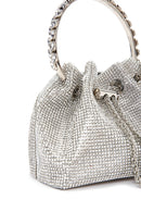Women's Silver Long Chain Strap Embellished Mini Evening Bag | Derimod
