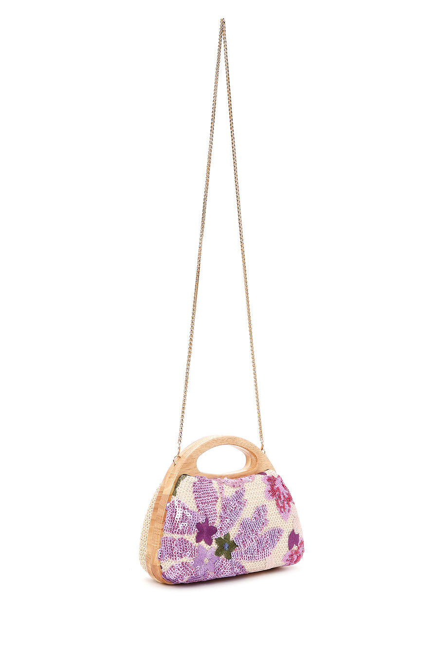 Women's Purple Chain Strap Sequin Mini Box Dress Bag