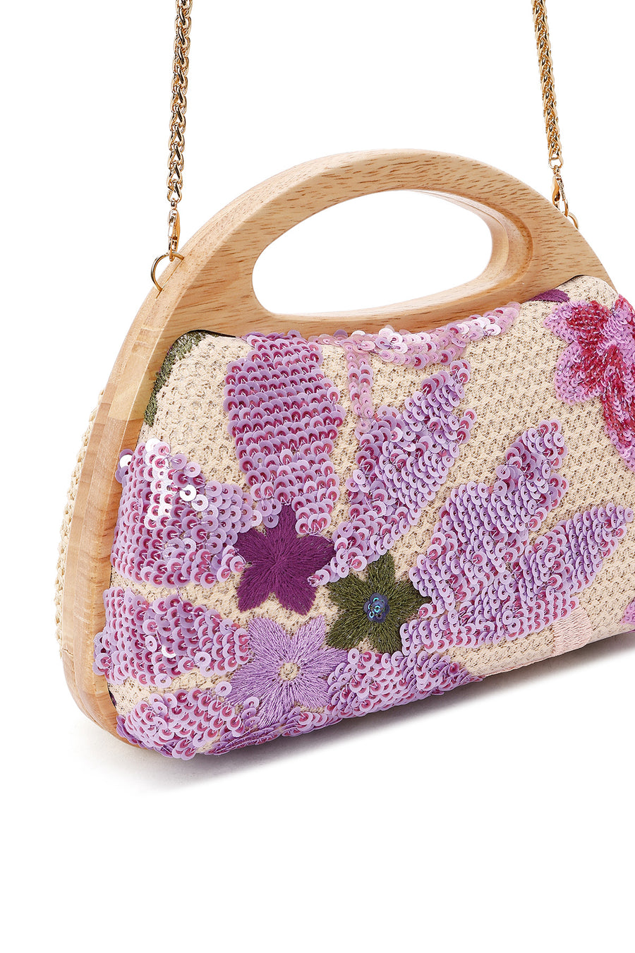 Women's Purple Chain Strap Sequin Mini Box Dress Bag