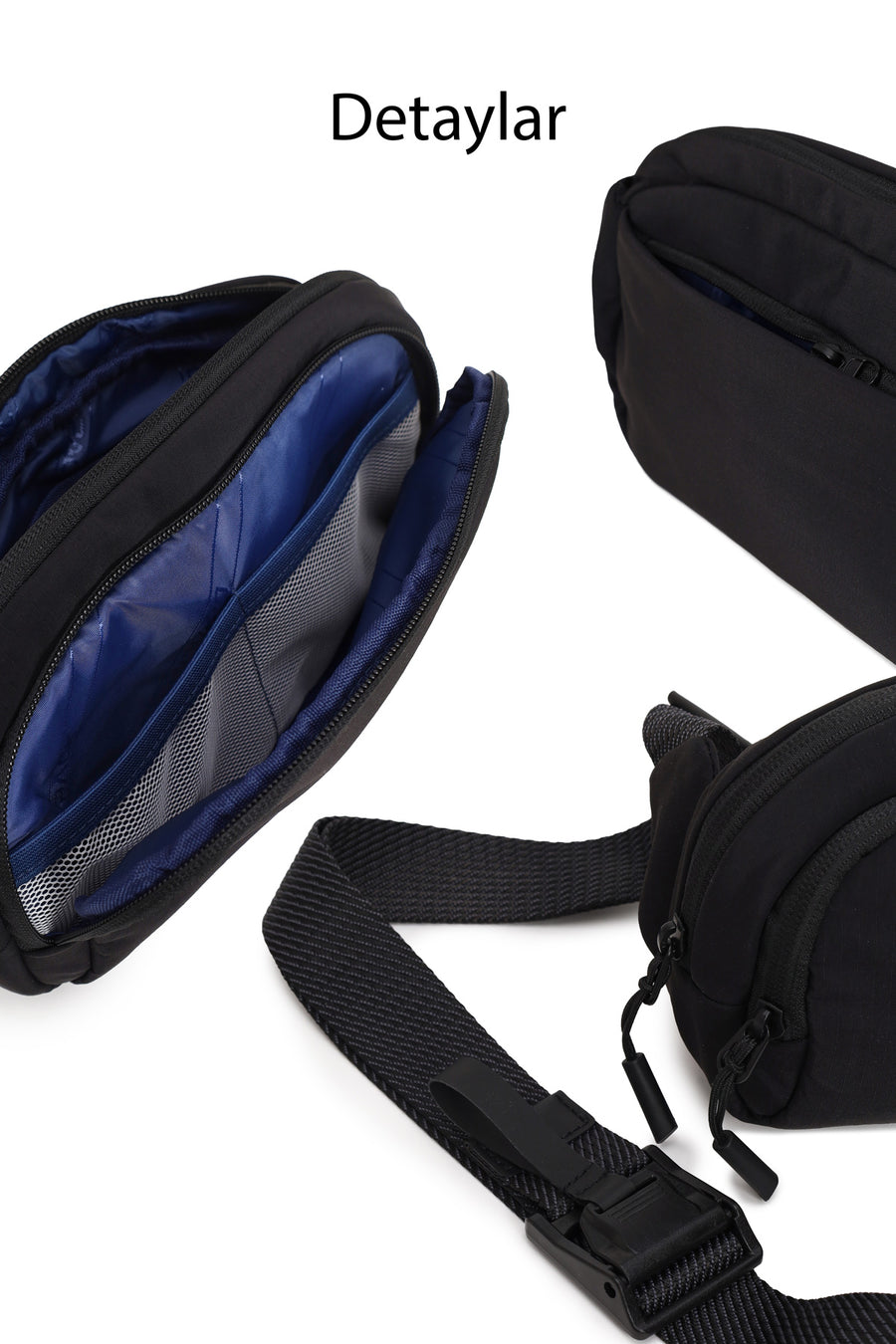 D-Pack Male Black Long-Strap Mini Fabric Handbag