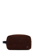 Male Brown Suede Mini Handbag | Derimod