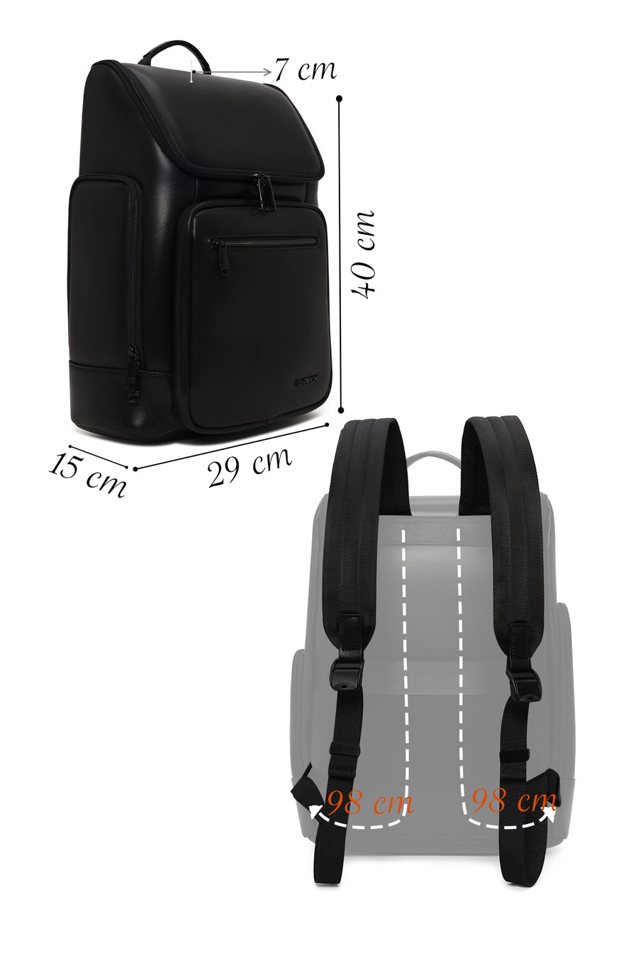 D-Pack Unisex Black Leather Backpack