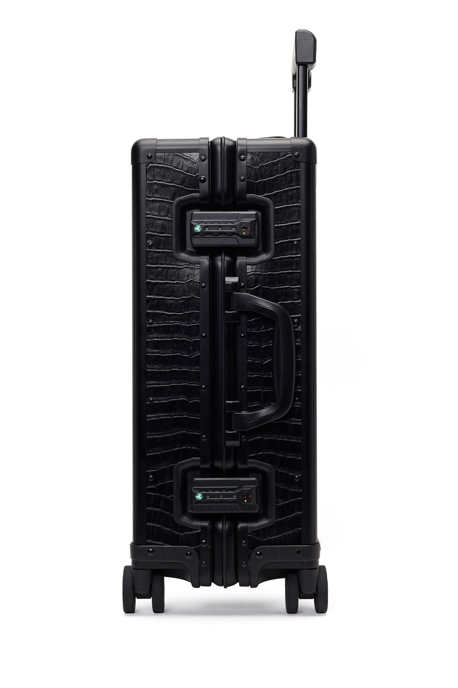 Unisex Black Croc-Effect Mini Cabin-Size Leather Suitcase