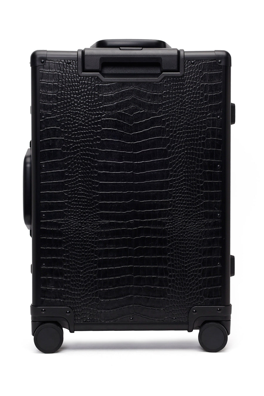 Unisex Black Croc-Effect Mini Cabin-Size Leather Suitcase