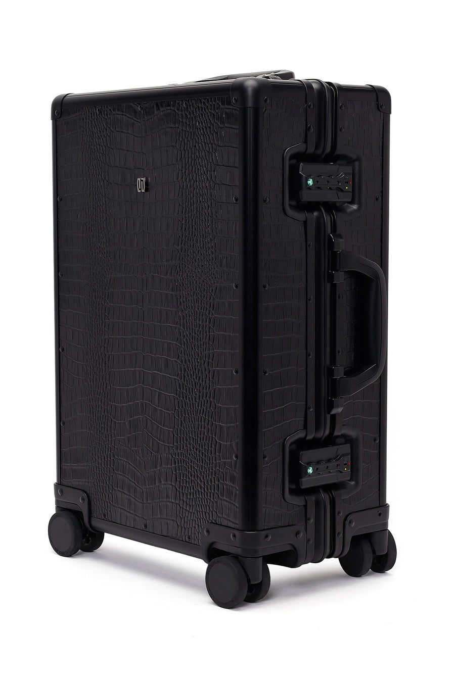 Unisex Black Croc-Effect Mini Cabin-Size Leather Suitcase