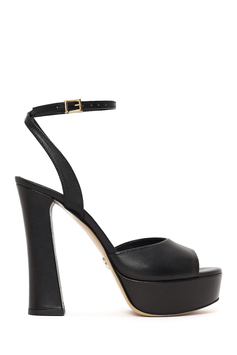 Woman Black Ankle-Buckle High Chunky-Heel Platform Leather Sandal 26SFD120718 | Derimod