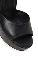Woman Black Ankle-Buckle High Chunky-Heel Platform Leather Sandal | Derimod