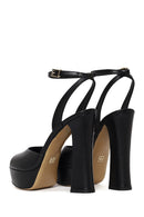 Woman Black Ankle-Buckle High Chunky-Heel Platform Leather Sandal | Derimod