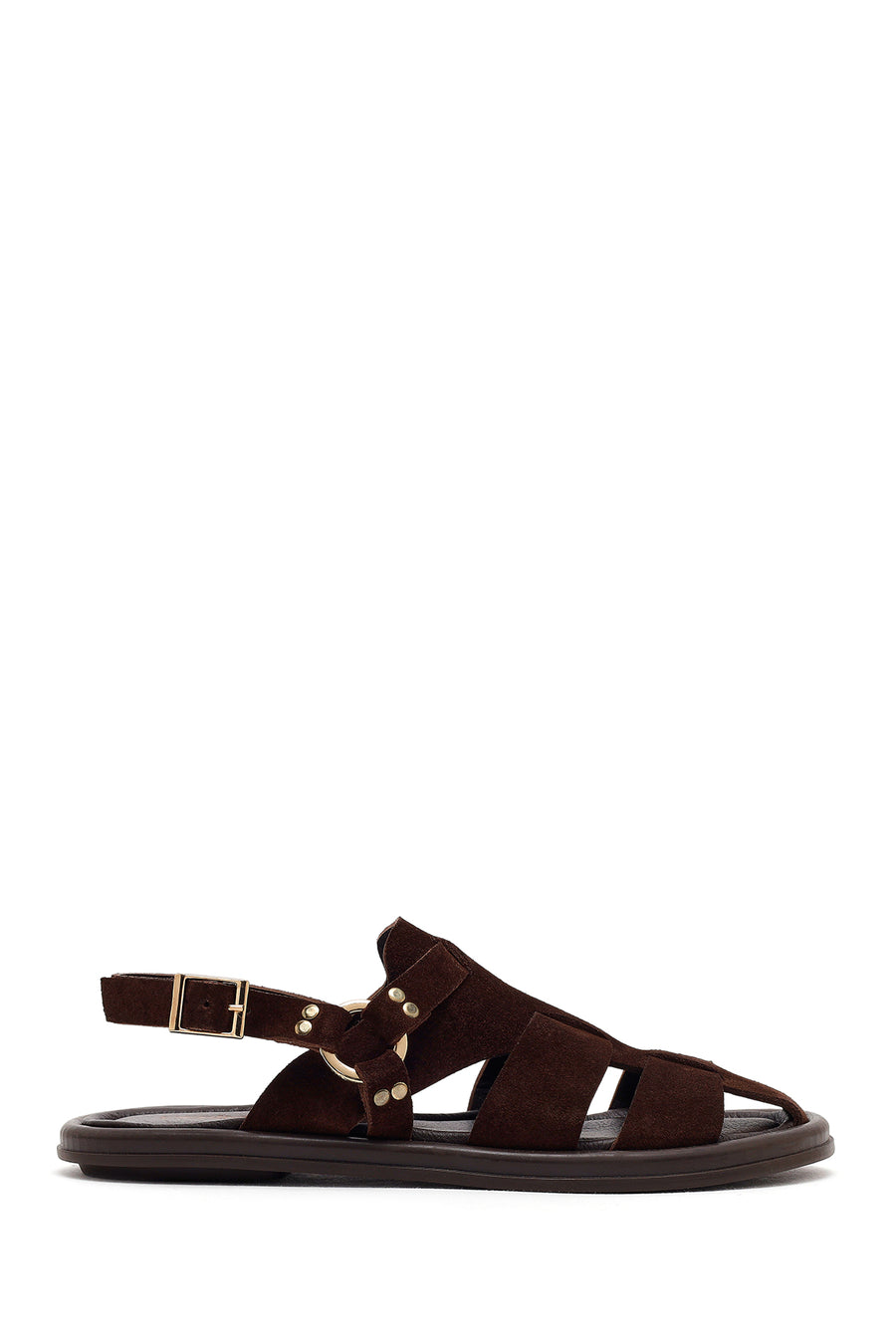 Woman Brown Suede Leather Sandals 26SFD132110 | Derimod