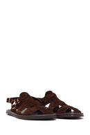Woman Brown Suede Leather Sandals | Derimod