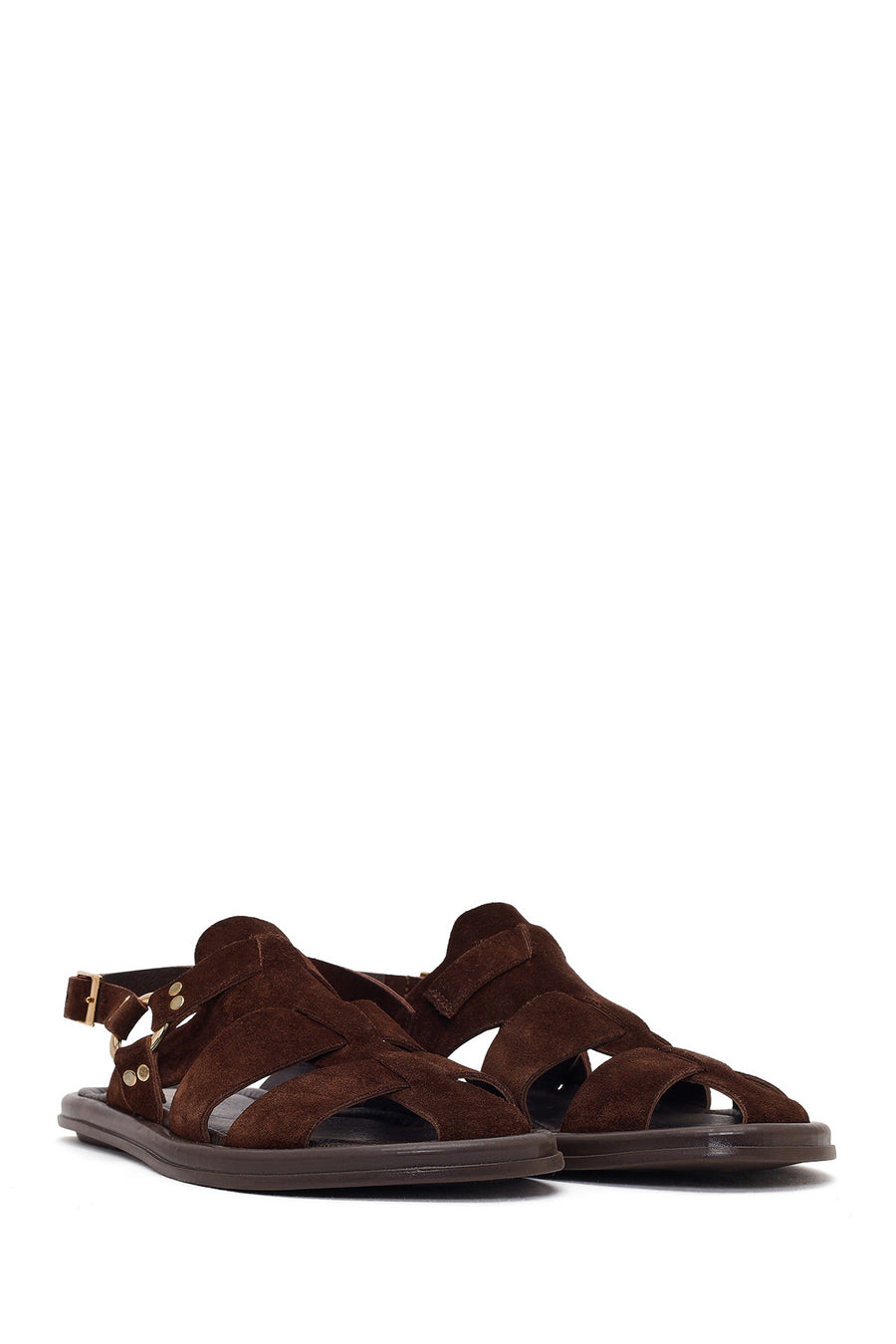Woman Brown Suede Leather Sandals