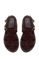 Woman Brown Suede Leather Sandals | Derimod