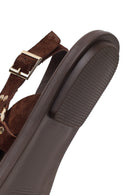 Woman Brown Suede Leather Sandals | Derimod