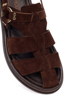 Woman Brown Suede Leather Sandals | Derimod