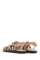 Woman Beige Buckled Suede Leather Sandal | Derimod