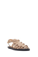 Woman Beige Buckled Suede Leather Sandal | Derimod