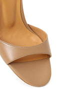 Woman Beige Ankle-Buckle Thin-Heel Leather Sandal | Derimod