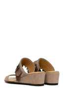 Women's Mink Wedge Suede Leather Slippers | Derimod