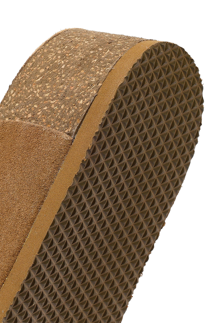 Women's Camel Chunky Sole Suede Leather Slippers