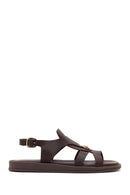 Women's Brown Leather Sandals with Buckle Back | Derimod