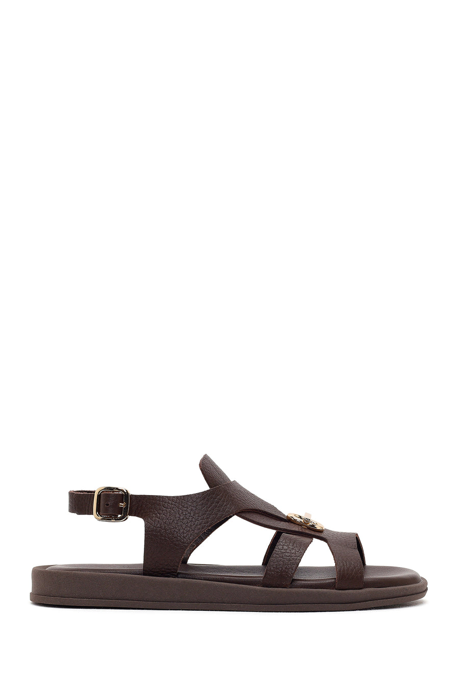 Women's Brown Leather Sandals with Buckle Back 26SFD2046FT | Derimod