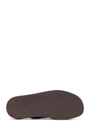 Women's Brown Leather Sandals with Buckle Back | Derimod