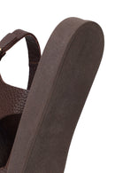 Women's Brown Leather Sandals with Buckle Back | Derimod