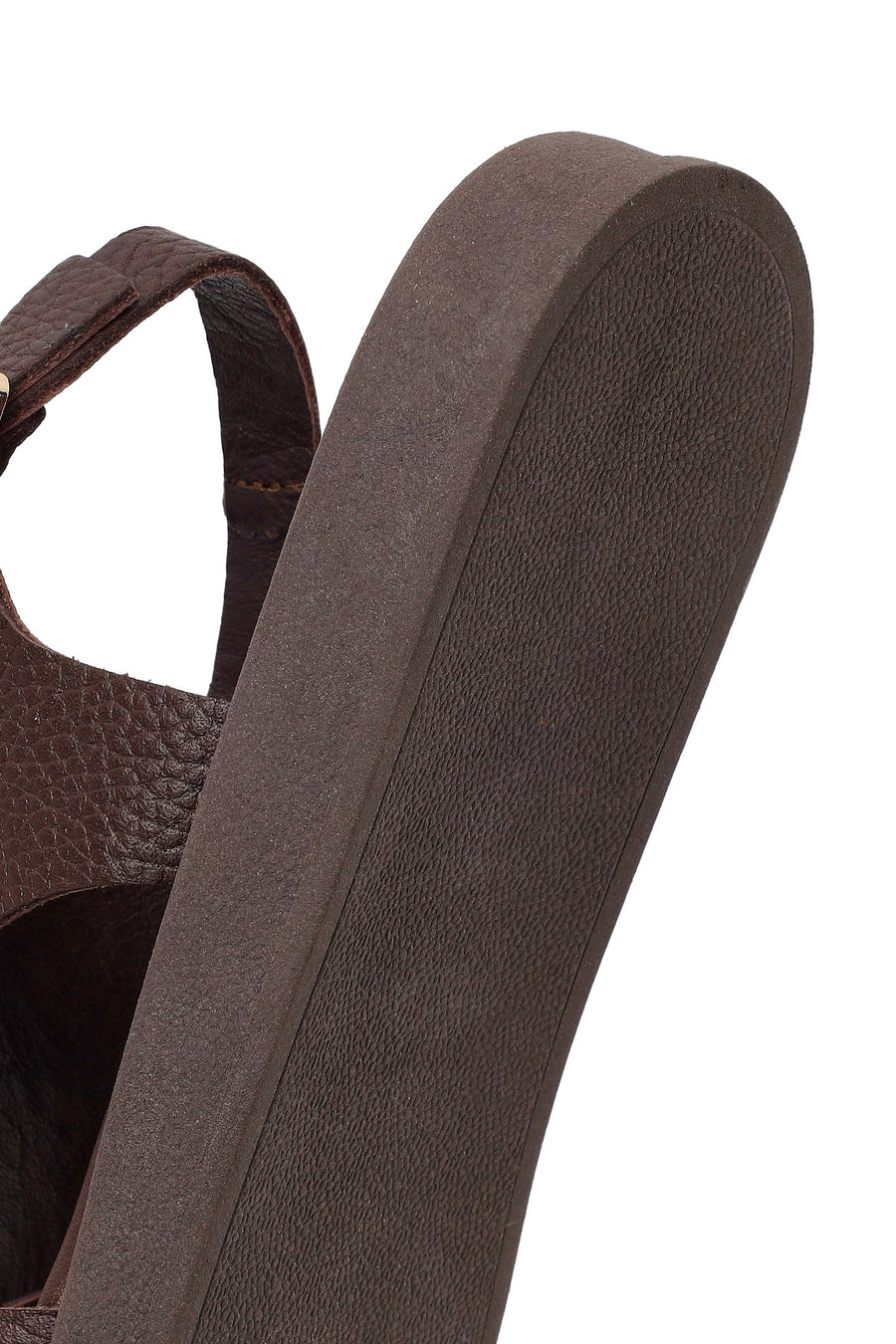 Women's Brown Leather Sandals with Buckle Back