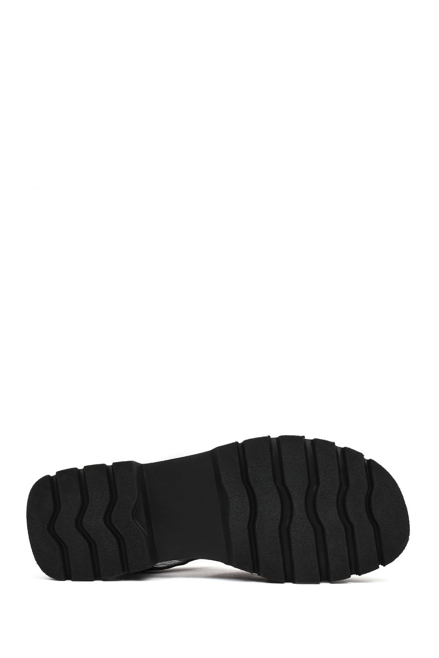 Woman Black Strappy Thick-Soled Leather Sandals